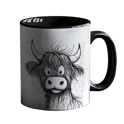 Highland Cow Ceramic Mug|  | Highland Cow Gift | Personalised Mug| 9 Colour Choices | Doodle Moo