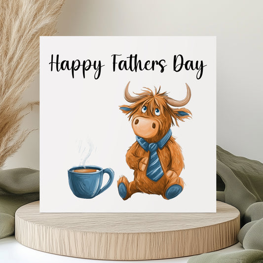 Fathers Day Card - Highland Cow Fathers Day - Daddy Coo