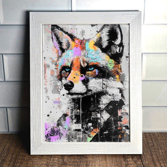 Fox Wall Art | Framed Metal Print | Fox Glitch | Made to Order | Wall Art