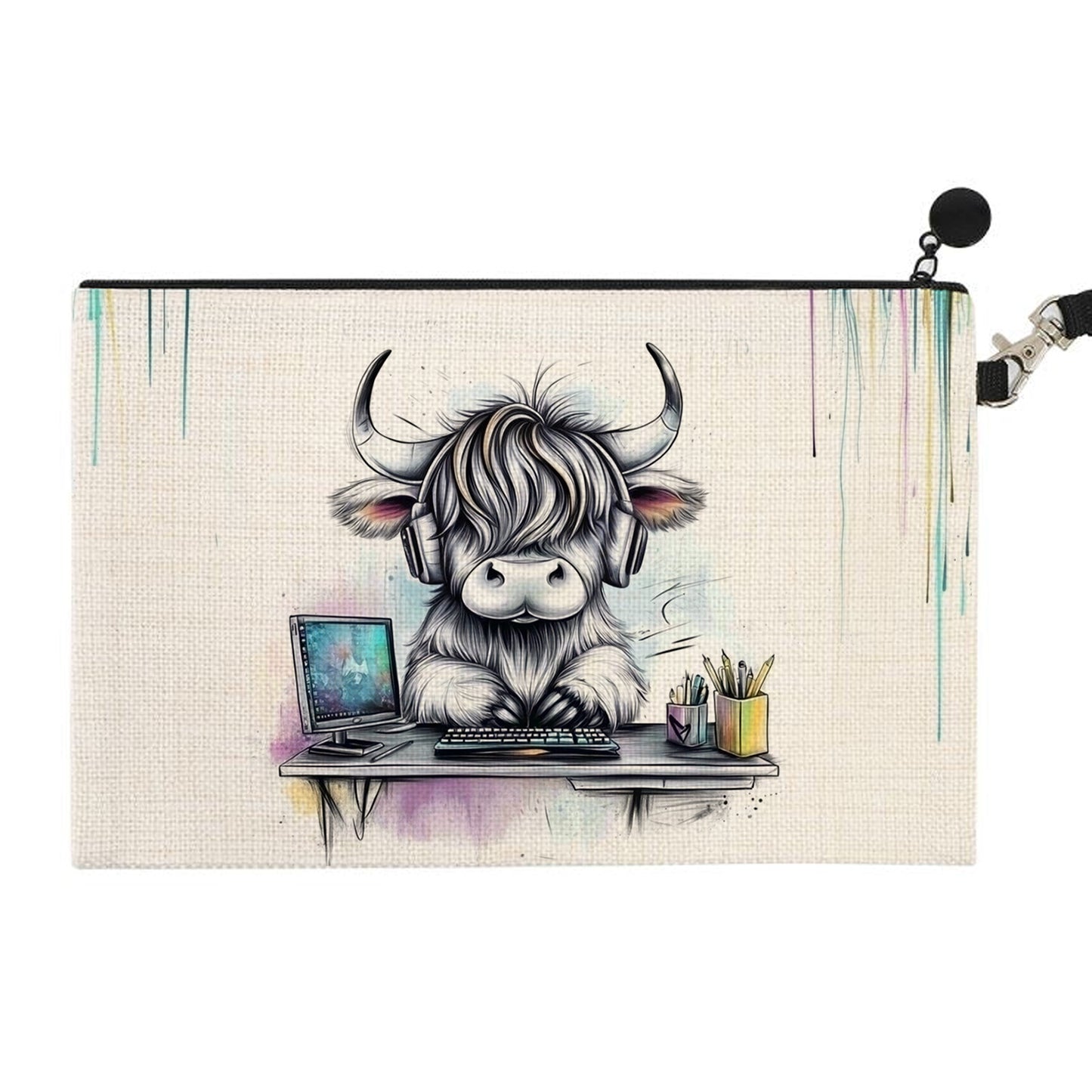 Pencil Case / Make Up / Cosmetic Bag | Make Up | Made to Order | Highland Cow Gaming