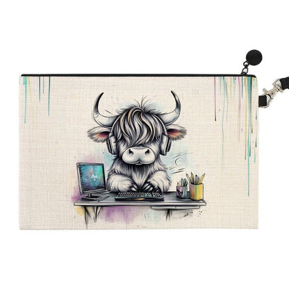 Pencil Case / Make Up / Cosmetic Bag | Make Up | Made to Order | Highland Cow Gaming