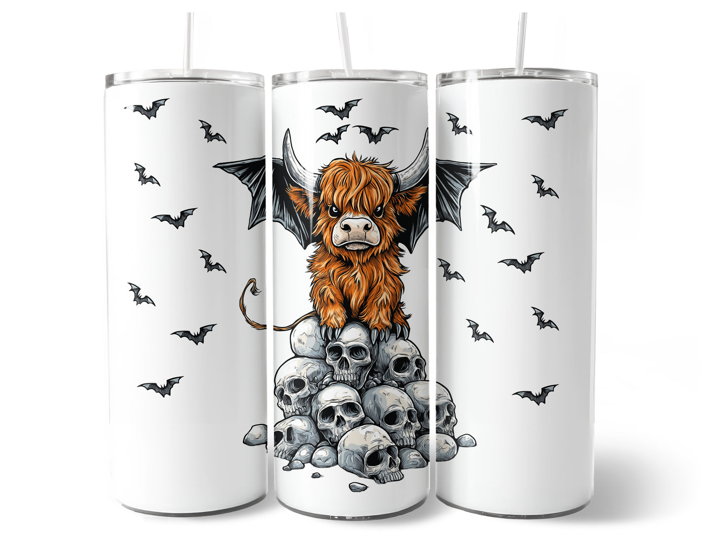 20oz Metal Tumbler with Straw l 20oz Tumbler | Travel Cup | Bottle | Highland Cow | Hallomoo