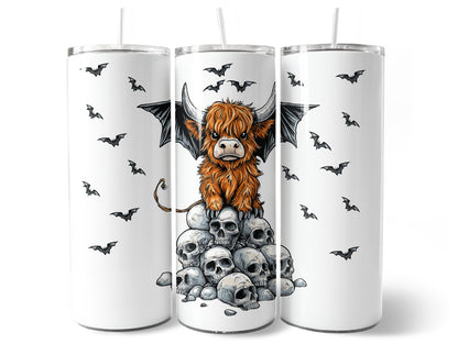 20oz Metal Tumbler with Straw l 20oz Tumbler | Travel Cup | Bottle | Highland Cow | Hallomoo