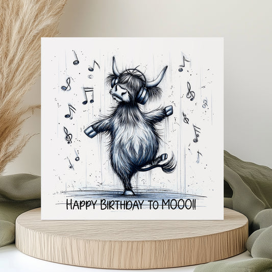 Highland Cow Birthday Card - Birthday Card - Happy Birthday to Moo!!