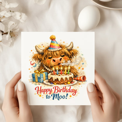 Highland Cow Birthday Card - Birthday Card - Happy Birthday to Moo