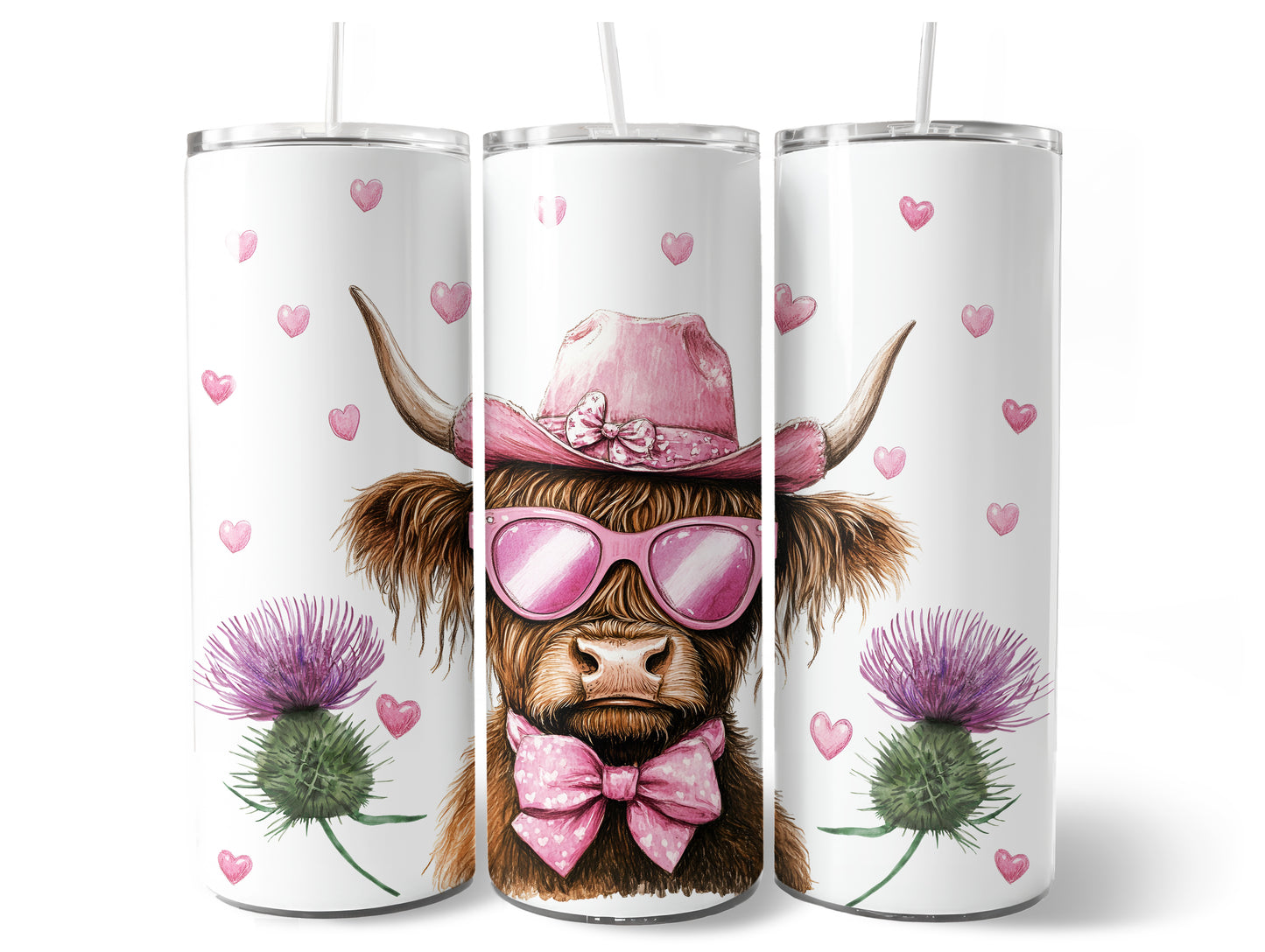 20oz Metal Tumbler with Straw l 20oz Tumbler | Travel Cup | Bottle | Highland Cow | Highland Cow CowGirl