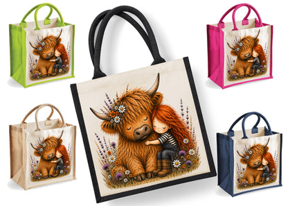 Highland Cow Tote Bag | Jute | Reusable Bag | Highland Hug