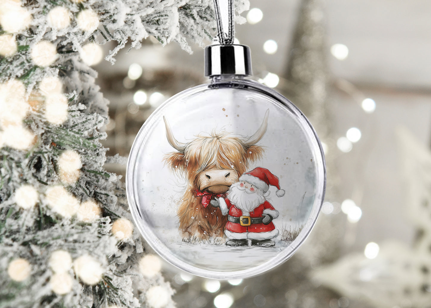 Christmas Bauble | Christmas Ornament | Christmas Decoration | Highland Cow | Made to Order | Highland Santa