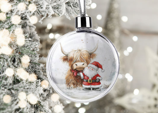 Christmas Bauble | Christmas Ornament | Christmas Decoration | Highland Cow | Made to Order | Highland Santa