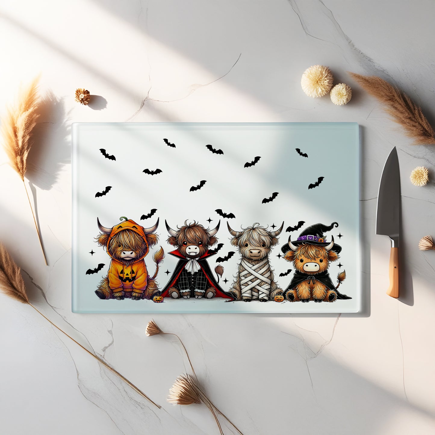 Glass Chopping Board - Highland Cow Chopping Board - Cutting Board - Cheese Board - In The Moo-d