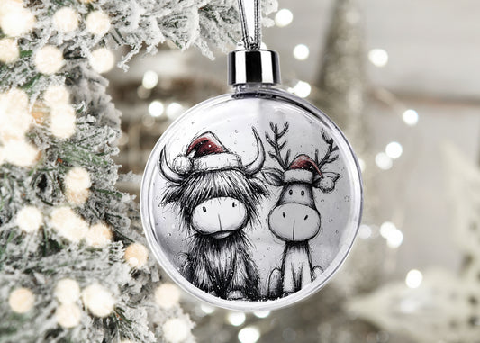 Christmas Bauble | Christmas Ornament | Christmas Decoration | Highland Cow | Made to Order | Merry Moomas