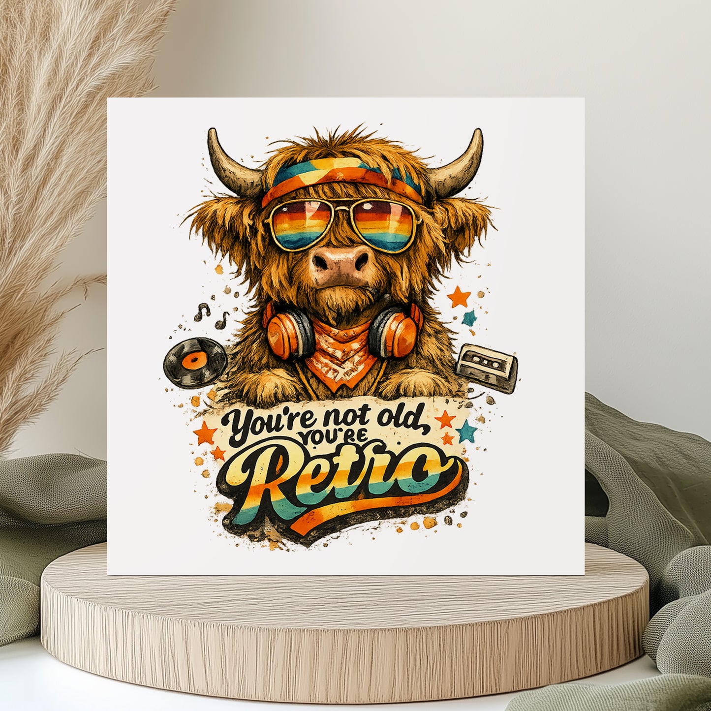 Birthday Card - Highland Cow Birthday Card - Happy Birthday - Your Not Old - Your Retro