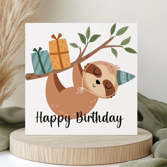 Birthday Card - Sloth Birthday Card - Happy Birthday - Sloth Happy Birthday
