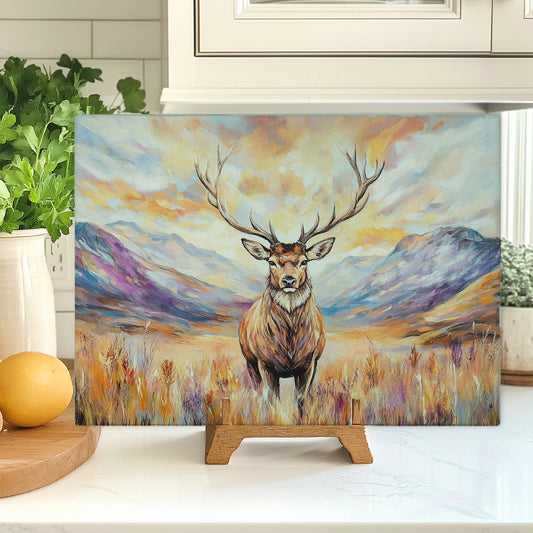Glass Chopping Board - Stag Chopping Board - Cutting Board - Cheese Board - The Red