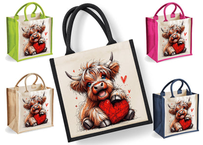 Highland Cow Tote Bag | Jute | Jute Tote Bag | Shopping Bag | Reusable Bag | Highland Cow
