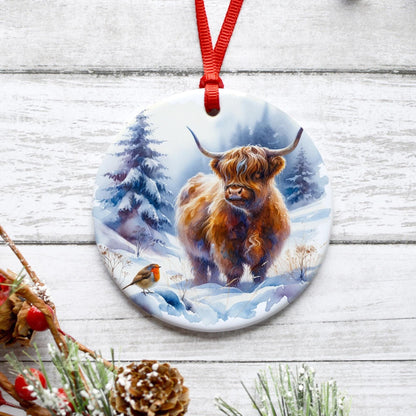 Highland Cow Christmas Ornament | Ceramic Christmas Ornament | Christmas Bauble | Highland Cow | Christmas Decoration