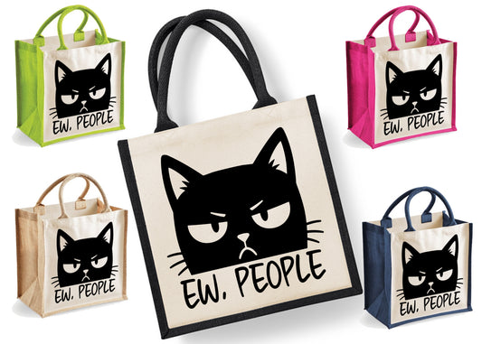 Ew People  | Jute | Jute Tote Bag | Shopping Bag | Reusable Bag | Funny | Cat