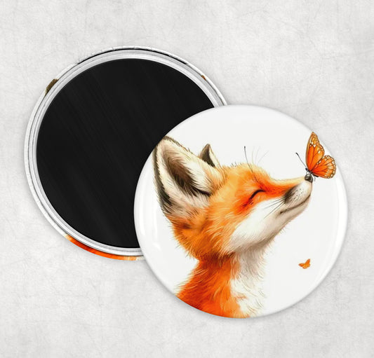 Fox Butterfly - 58MM Round Fridge Magnet