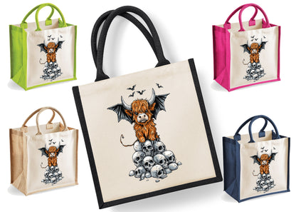 Highland Cow Tote Bag | Jute | Reusable Bag | Hallomoo
