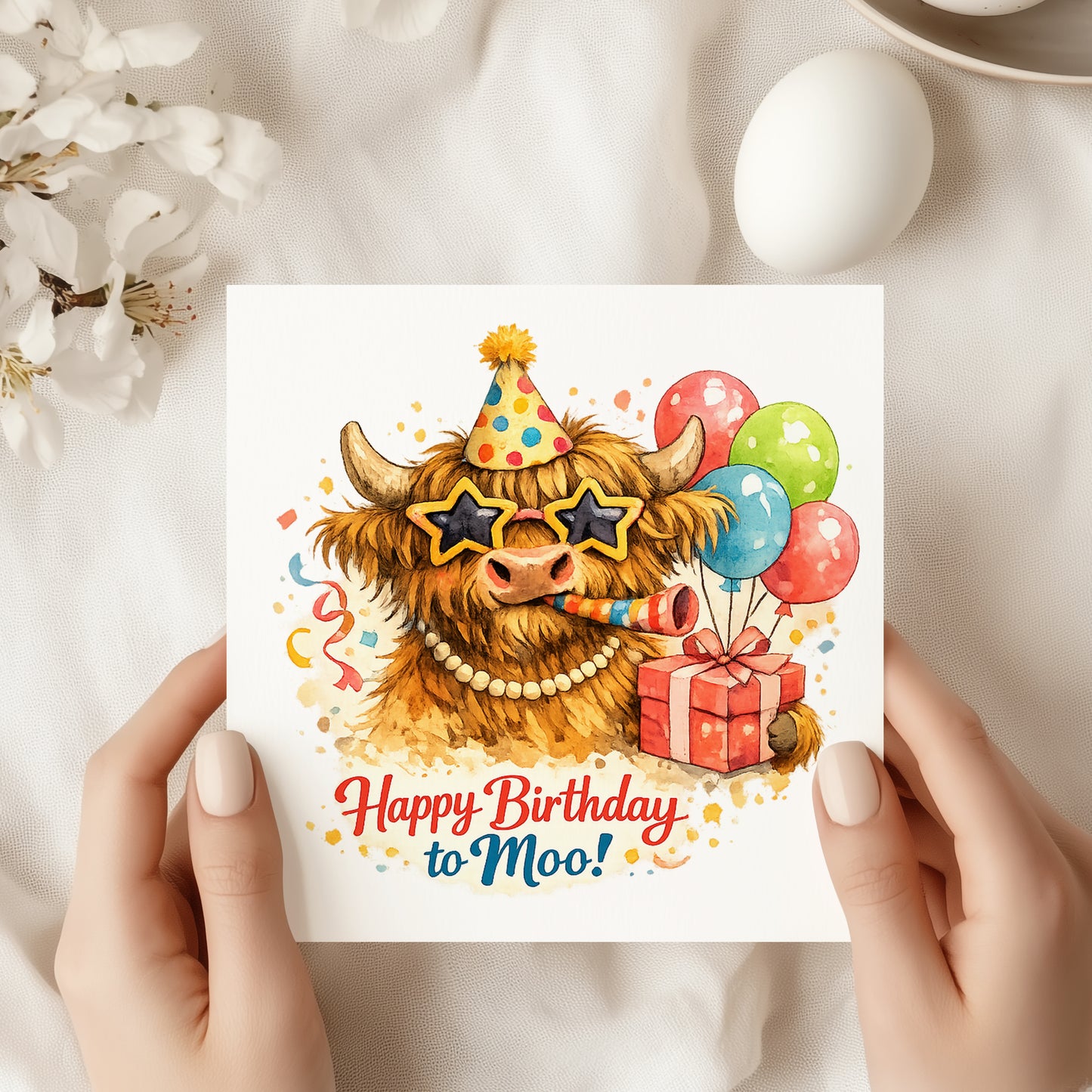 Highland Cow Birthday Card - Birthday Card - Happy Birthday to Moo Stars