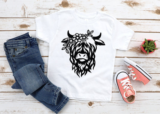 Highland Cow T-shirt | Kids T-shirt | Highland Cow | Personalised T-Shirt | Made To Order