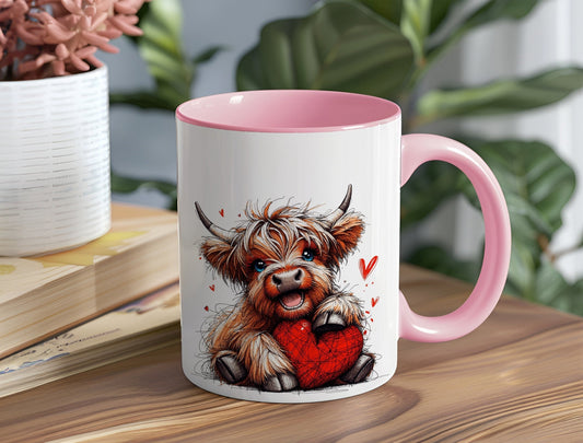 Personalised Mug | Coffee Cup | Highland Cow | Ceramic Mug| 10 Colour Choices | Highland Cow