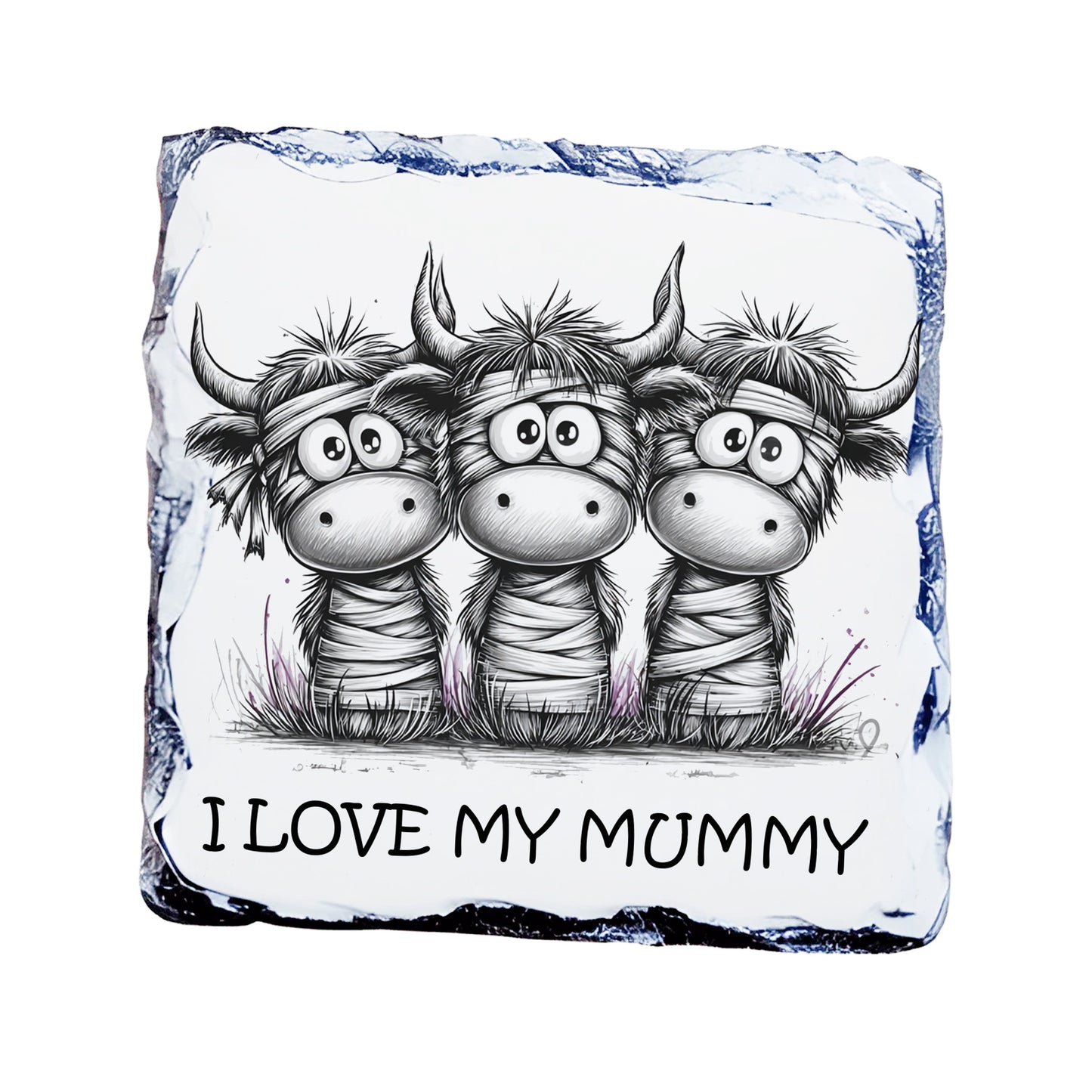 Slate Coaster - Highland Cow Slate Coaster - Highland Cow Coaster - I LOVE MY MUMMY