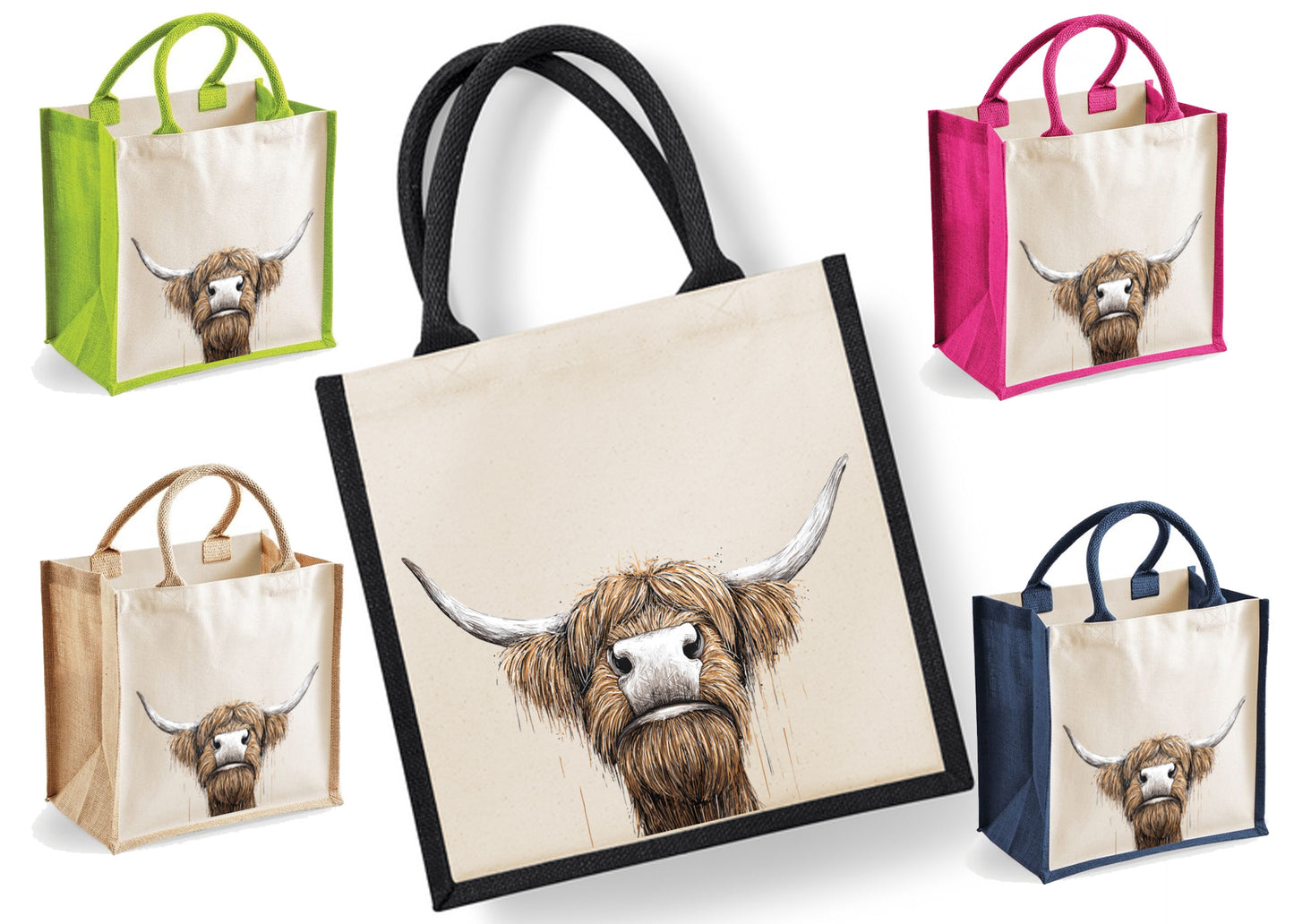 Highland Cow Tote Bag | Jute | Reusable Bag | I See Moo