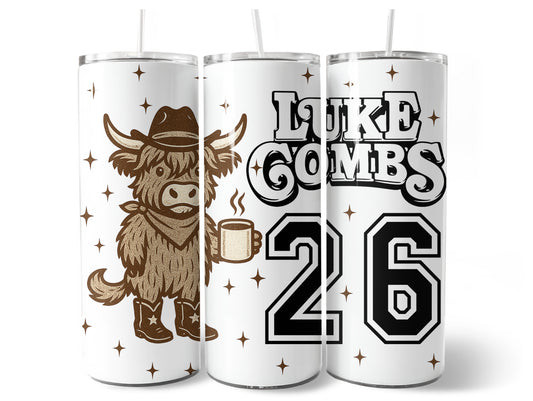 20oz Metal Tumbler with Straw l 20oz Tumbler | Travel Cup | Bottle | Highland Cow | Luke Combs 26