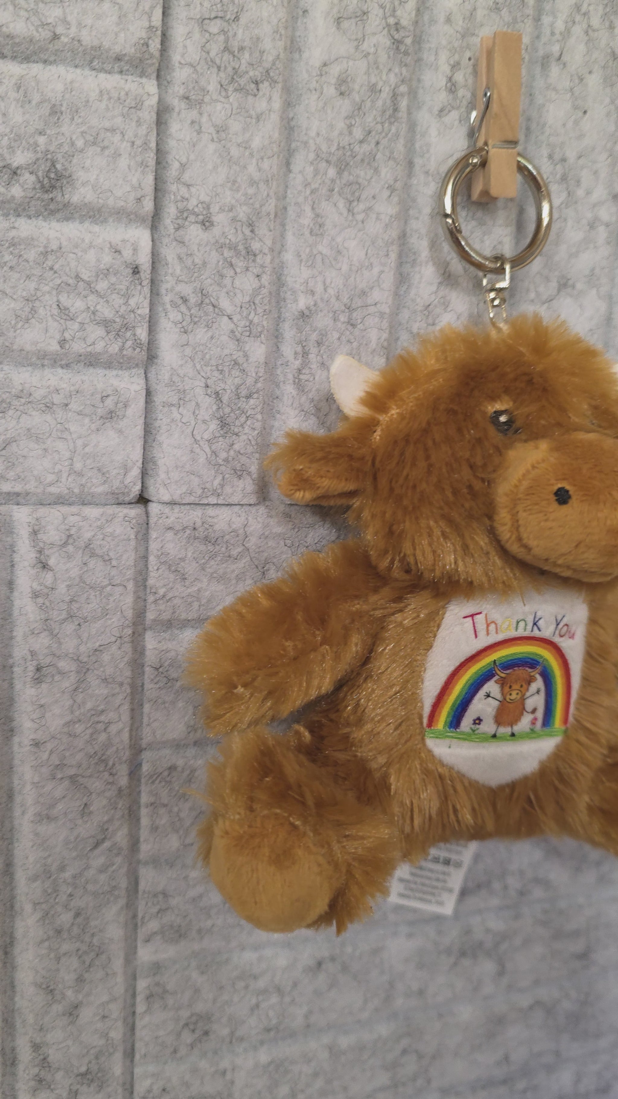 Highland Cow with Highland Cow Graphic on Stomach Saying Thank You 
