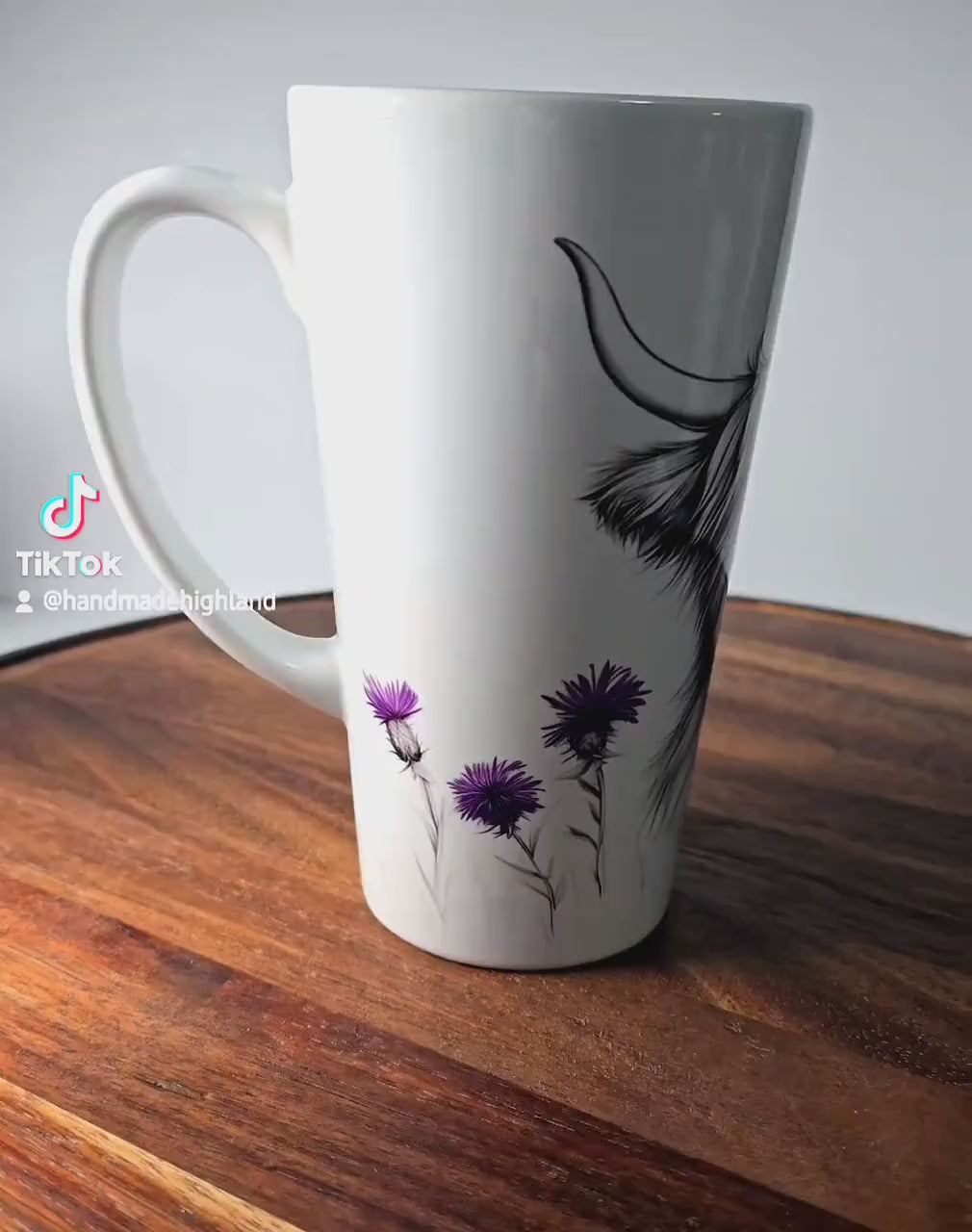 Personalised Mug | Latte Mug | Highland Cow | Christmas Mug| Coffee Cup | Thistles