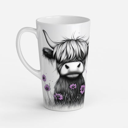 Personalised Mug | Latte Mug | Highland Cow | Christmas Mug| Coffee Cup | Purple Daisy