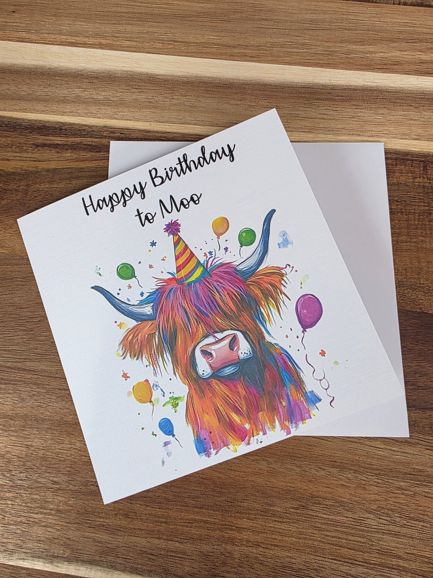 Birthday Card - Highland Cow Birthday Card - Happy Birthday to Moo - Personalised Birthday Card
