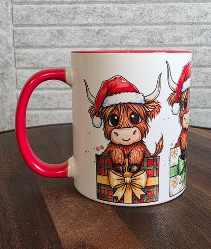 Highland Cow Ceramic Mug|  | Highland Cow Gift | Highland Cow | Personalised Mug| 10 Colour Choices | Christmas 4 Moo