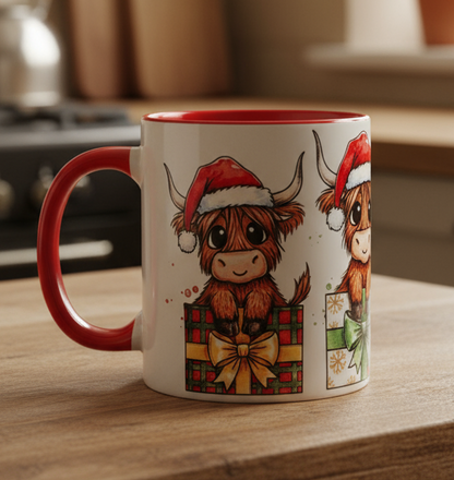 Highland Cow Ceramic Mug|  | Highland Cow Gift | Highland Cow | Personalised Mug| 10 Colour Choices | Christmas 4 Moo