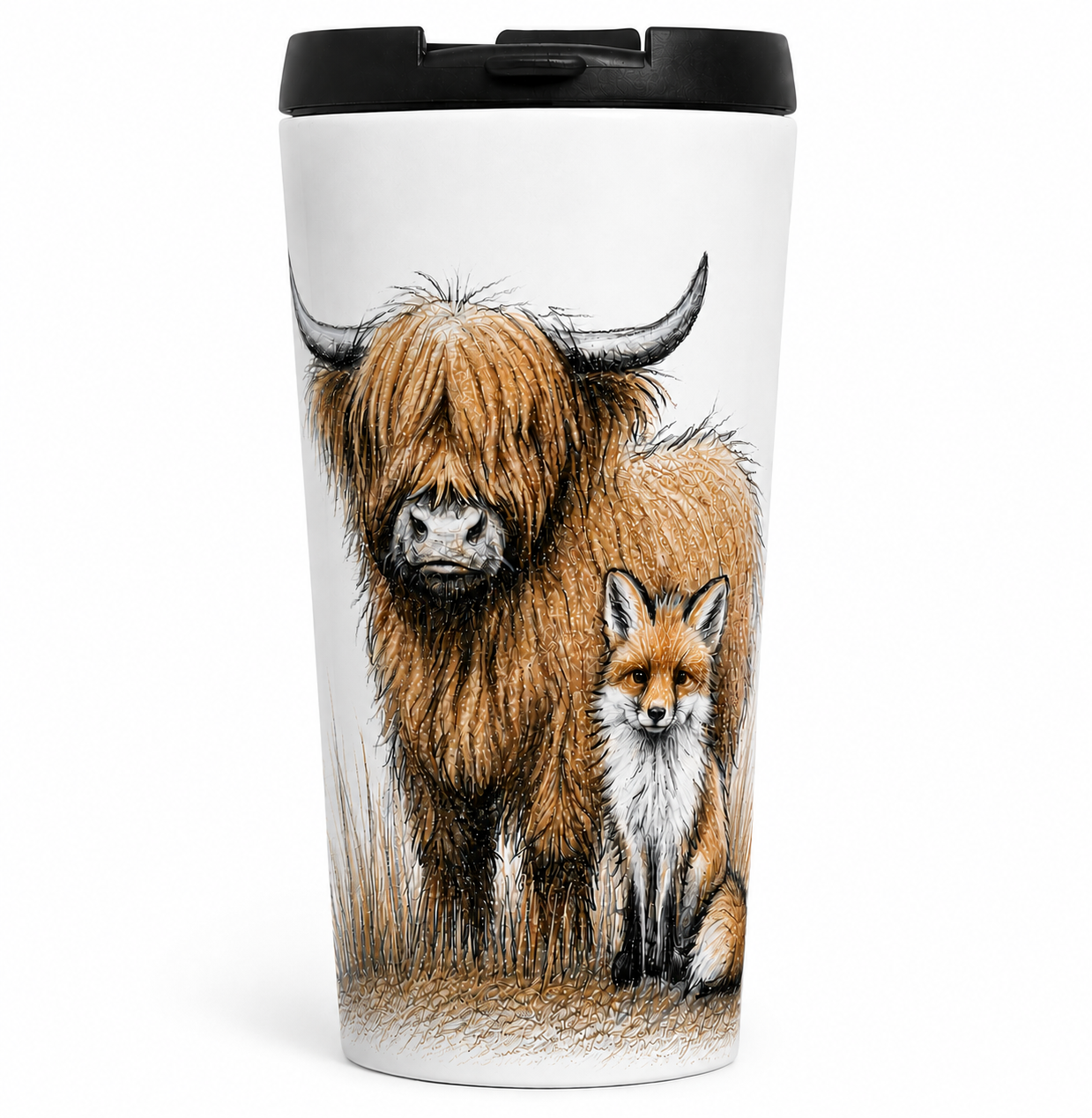 Travel Mug | Highland Cow | Reusable Travel Cup | Hot ot Cold | The Fox and the Moo