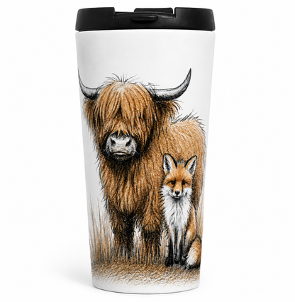 Travel Mug | Highland Cow | Reusable Travel Cup | Hot ot Cold | The Fox and the Moo