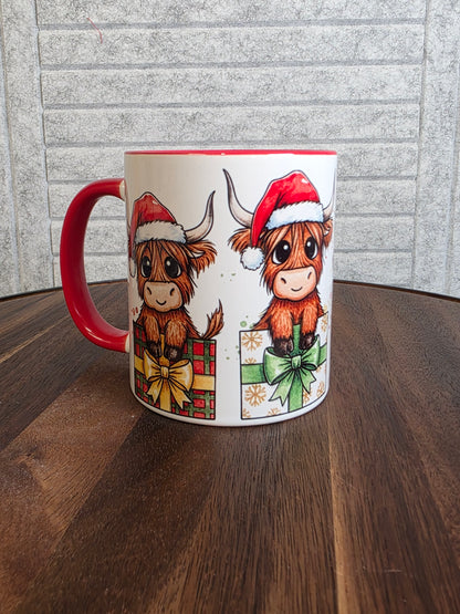 Highland Cow Ceramic Mug|  | Highland Cow Gift | Highland Cow | Personalised Mug| 10 Colour Choices | Christmas 4 Moo