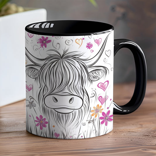 Highland Cow | Highland Cow Mug | 10 Colour Choices | Personalisation Available | Scribble | Highland Cow Gift