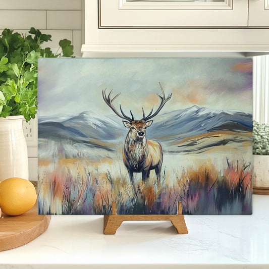 Glass Chopping Board - Stag Chopping Board - Cutting Board - Cheese Board - Highland Stag